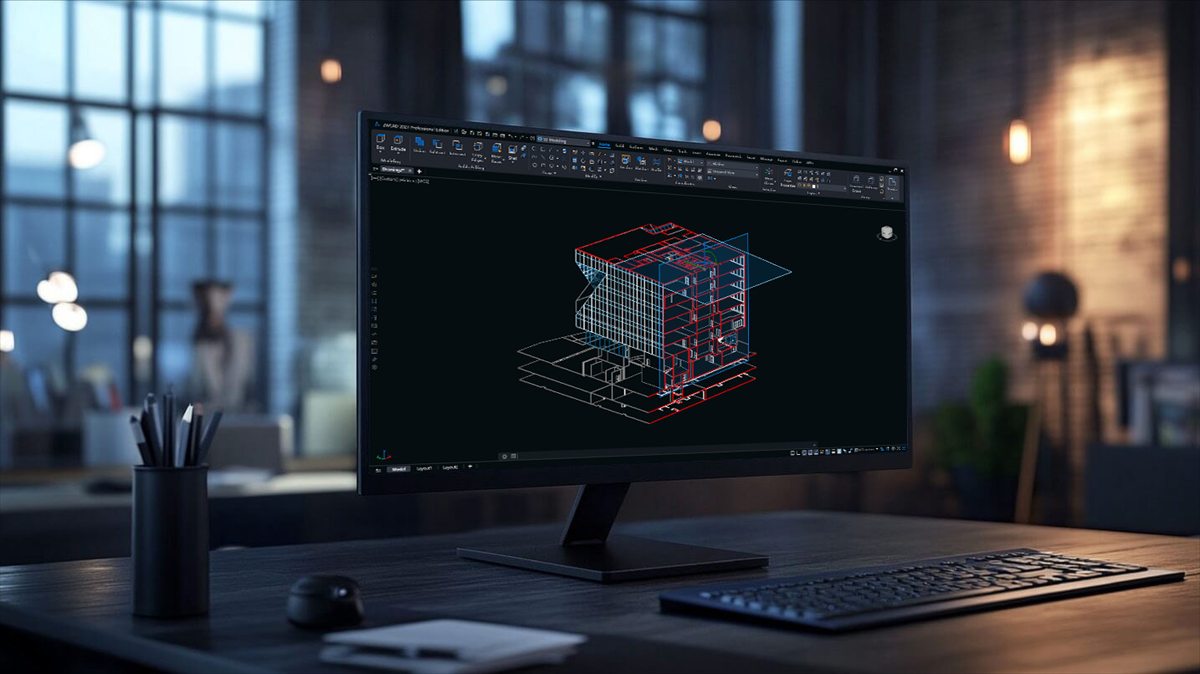 ZWCAD 2026 con el modelo 3D de un edificio en pantalla
